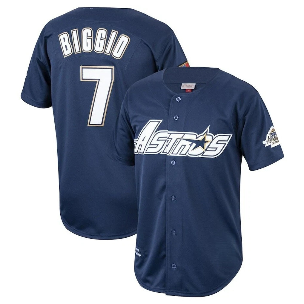 Houston Astros #7 Craig Biggio Player Navy FEDASGOGE Mitchell & Ness Cooperstown Collection 1994 Limited Stitched Jerseys