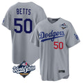 Los Angeles Dodgers #50 Mookie Betts Player Gray FEDASGOGE World Series Game Home Stitched Jerseys