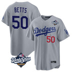 Los Angeles Dodgers #50 Mookie Betts Player Gray FEDASGOGE World Series Game Home Stitched Jerseys