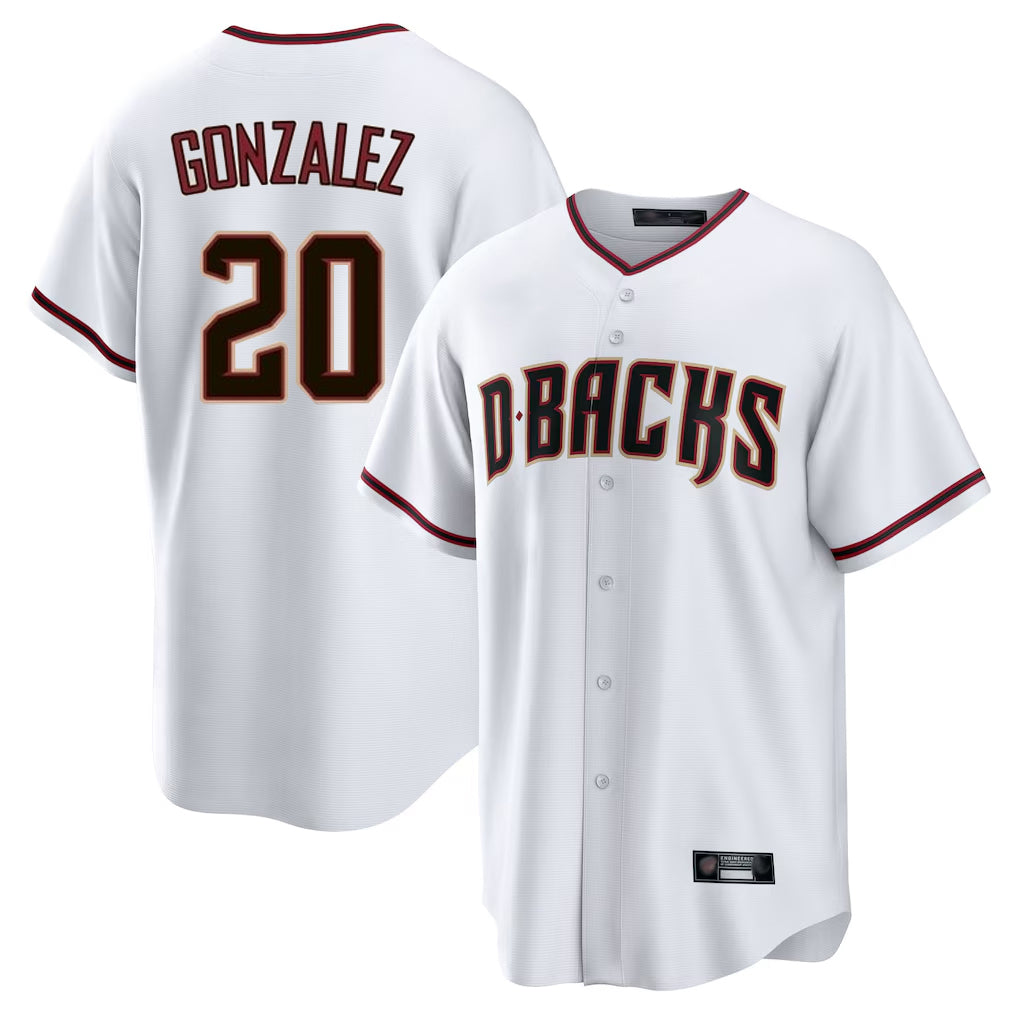 Arizona Diamondbacks #20 Luis Gonzalez Player White FEDASGOGE Home Game Stitched Jerseys