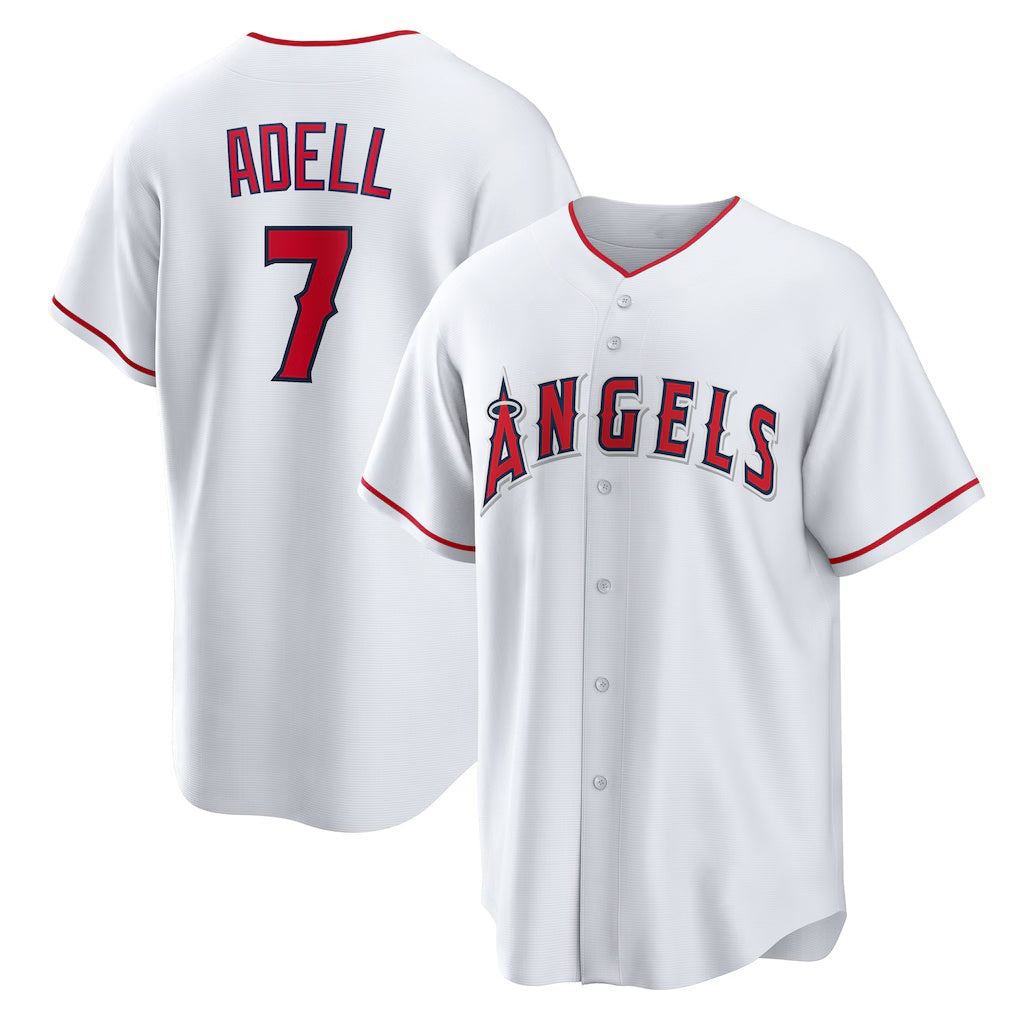 Los Angeles Angels #7 Jo Adell White FEDASGOGE Home Replica Jersey