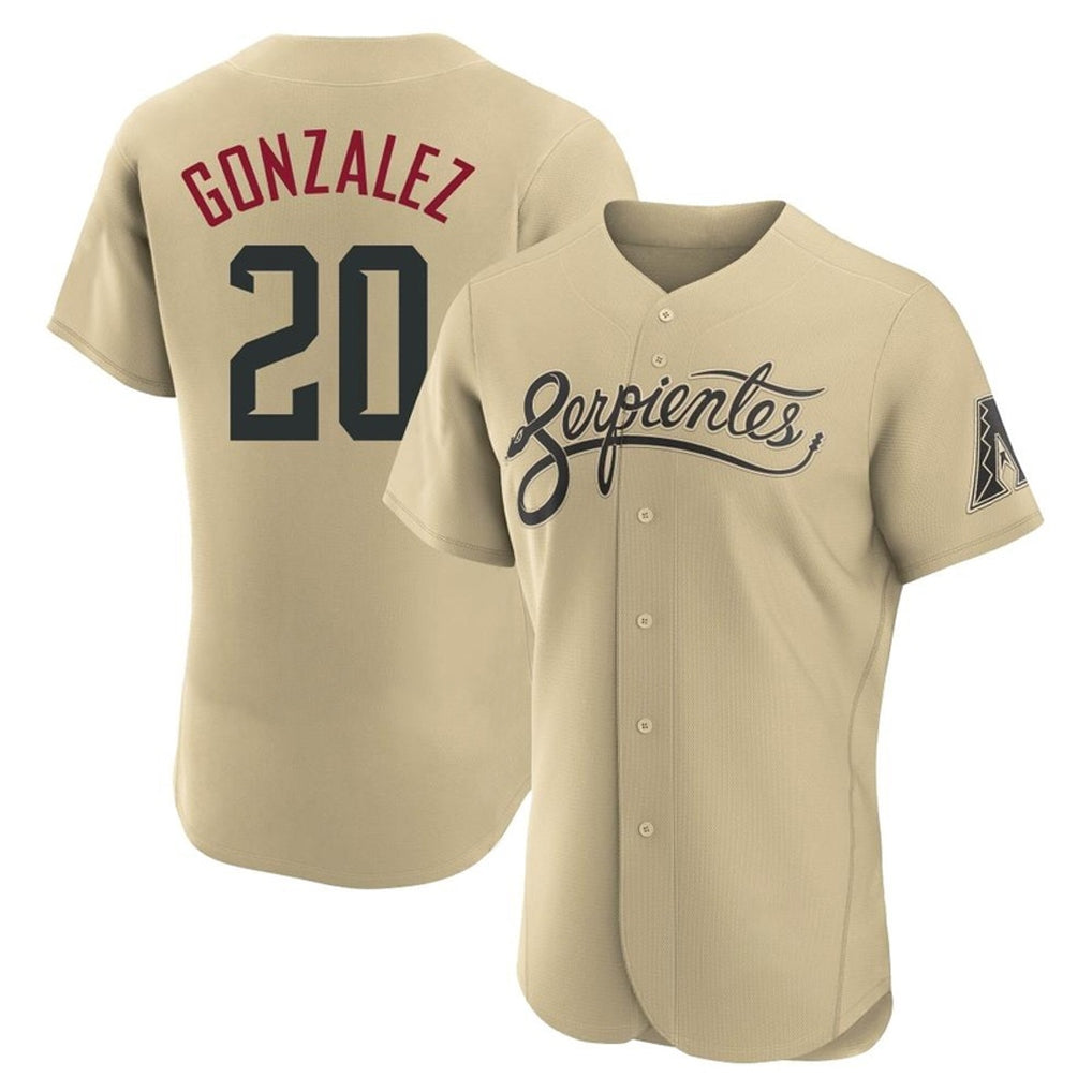 Arizona Diamondbacks #20 Luis Gonzalez Player Tan FEDASGOGE City Connect Limited Elite Home Game Stitched Jerseys