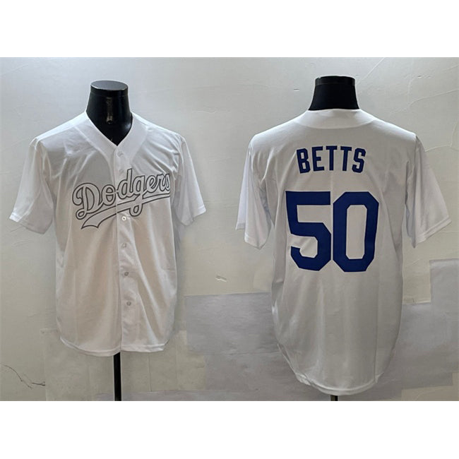 Los Angeles Dodgers #50 Mookie Betts White FEDASGOGE Fashion Cool Base Stitched Jersey