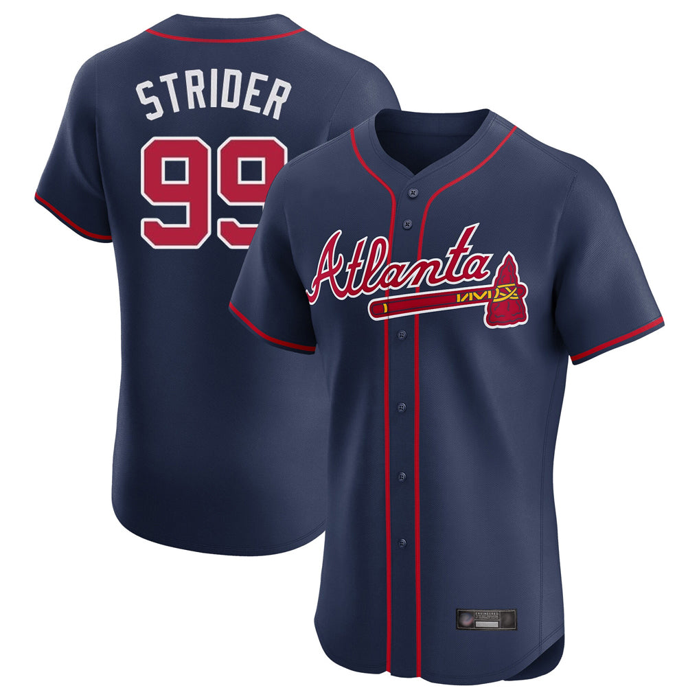 Atlanta Braves #99 Spencer Strider Player Navy FEDASGOGE Limited Elite Home Game Stitched Jerseys