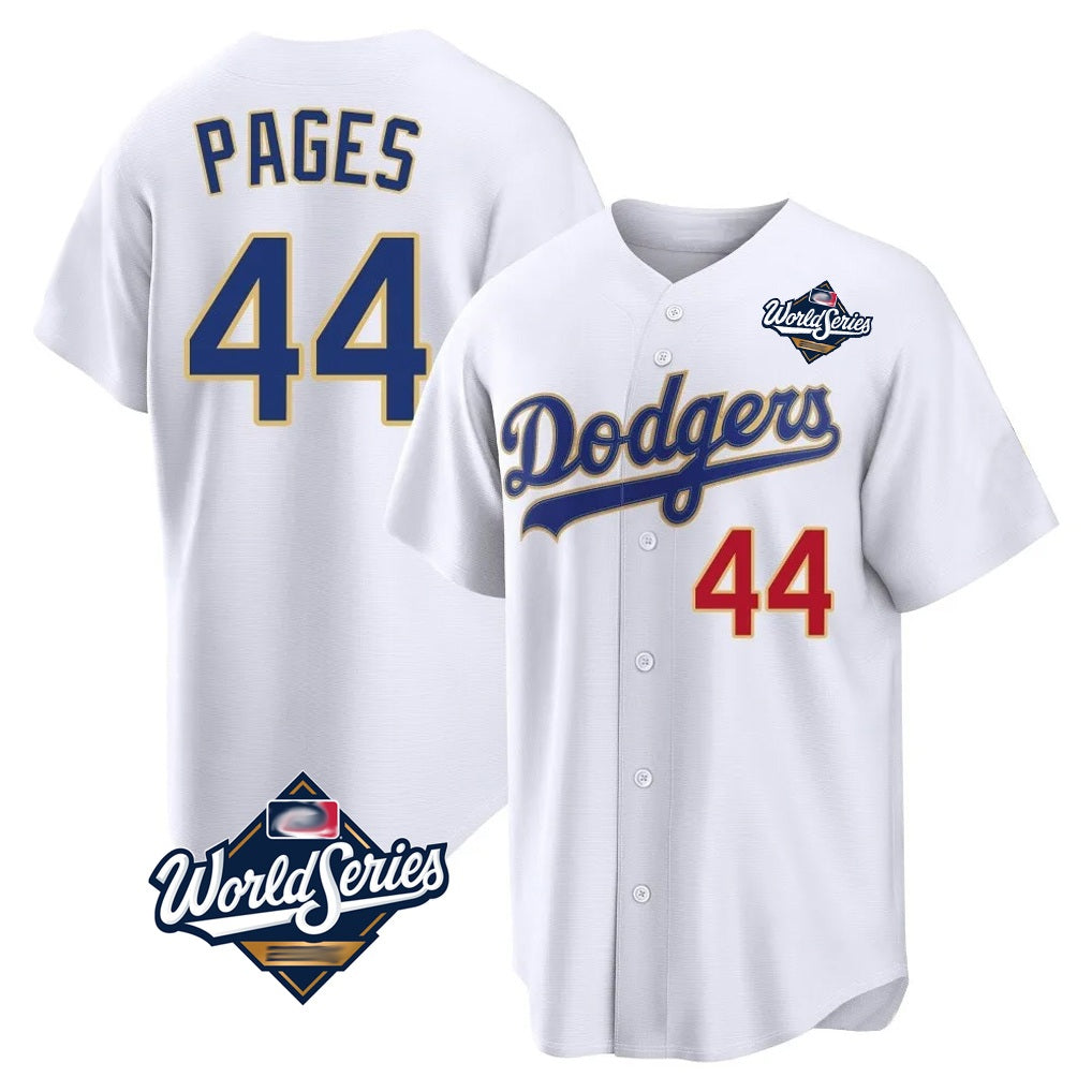 Los Angeles Dodgers #44 Andy Pages Player Gold White FEDASGOGE World Series 2026 Collection Stadium Limited Stitched Jerseys