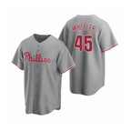 Philadelphia Phillies #45 Zack Wheeler Gray FEDASGOGE Road Stitched Jersey