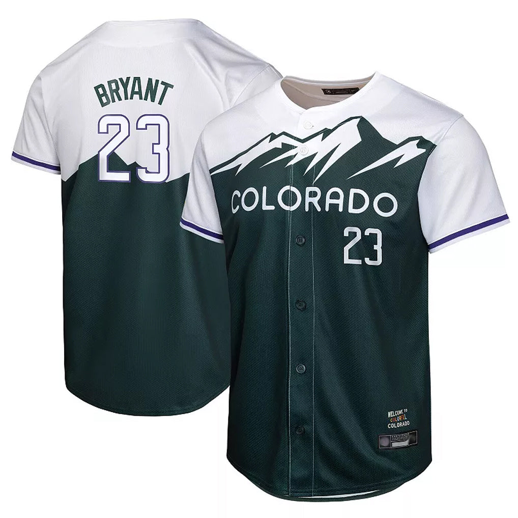 Colorado Rockies #23 Kris Bryant Player Green FEDASGOGE City Connect Limited Home Game Stitched Jerseys