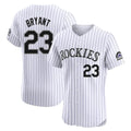 Colorado Rockies #23 Kris Bryant Player White FEDASGOGE Limited Elite Home Stitched Jerseys