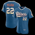 Milwaukee Brewers #22 Christian Yelich Mineral Blue FEDASGOGE 2026 City Connect Authentic Sponsor Patch Jersey