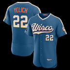 Milwaukee Brewers #22 Christian Yelich Mineral Blue FEDASGOGE 2026 City Connect Authentic Sponsor Patch Jersey