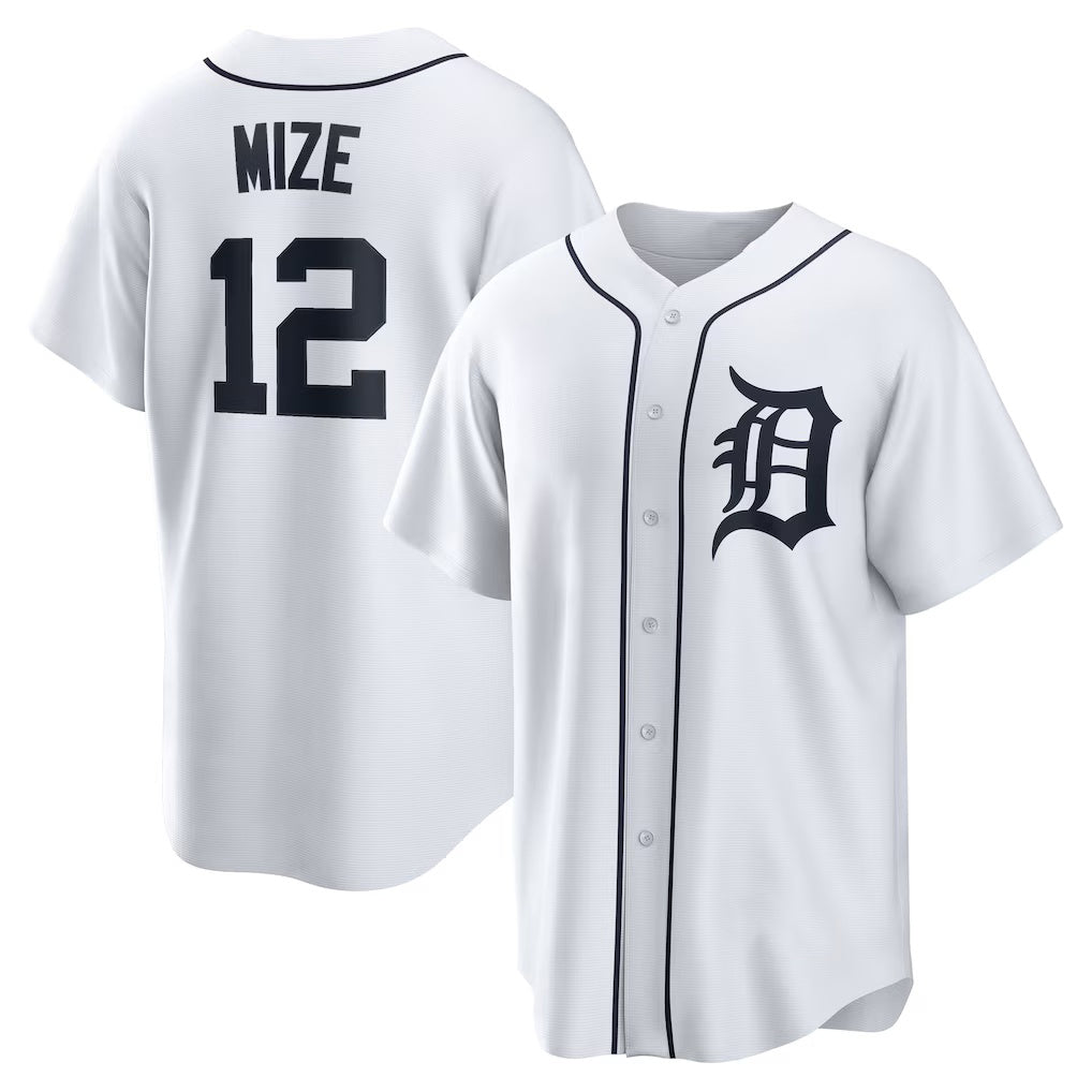 Detroit Tigers #12 Casey Mize White FEDASGOGE Home Replica Jersey