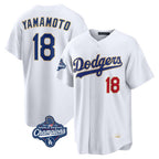 Los Angeles Dodgers #18 Yoshinobu Yamamoto Player Gold White FEDASGOGE World Series Meet 2026 Collection Stadium Limited Stitched Jerseys