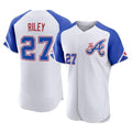 Atlanta Braves #27 Austin Riley Player White FEDASGOGE City Connect Limited Elite Home Game Stitched Jerseys