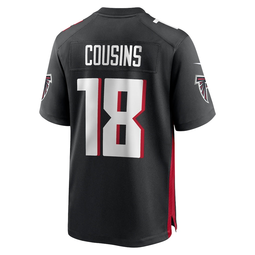 A.Falcons #18 Kirk Cousins Black FEDASGOGE Game Player Jersey
