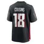 A.Falcons #18 Kirk Cousins Black FEDASGOGE Game Player Jersey