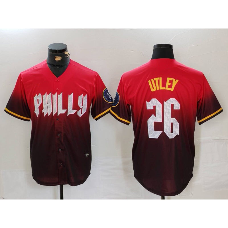 Philadelphia Phillies #26 Chase Utley Red FEDASGOGE 2024 City Connect Limited Stitched Jersey 2