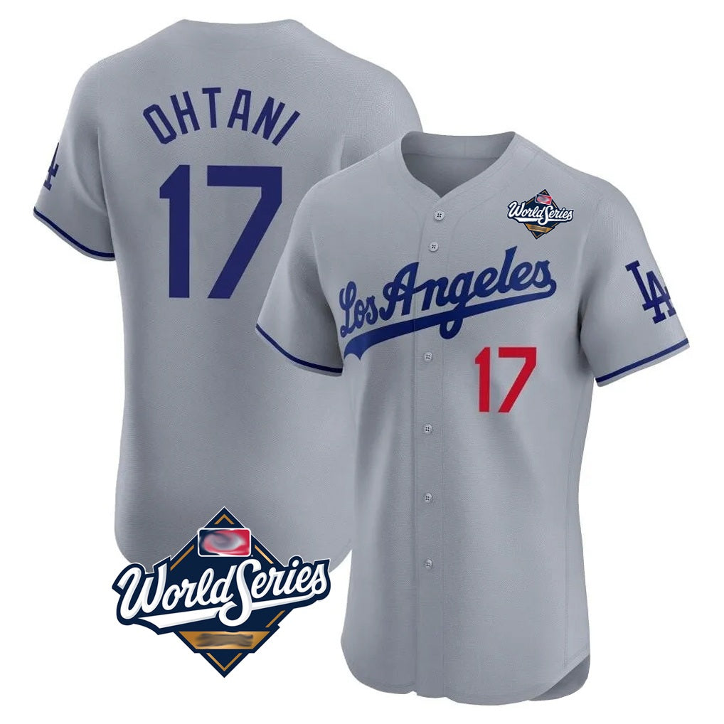 Los Angeles Dodgers #17 Shohei Ohtani Player Gray FEDASGOGE World Series Limited Elite Home Stitched Jerseys