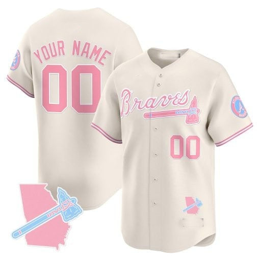 Custom Atlanta Braves Bubblegum Pink Vapor Premier Limited Jersey ¨C Cream FEDASGOGE