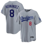 Los Angeles Dodgers #8 Enrique Hern¨¢ndez Player Gray FEDASGOGE Game Home Stitched Jerseys