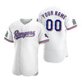 Custom Texas Rangers White FEDASGOGE Stitched Flex Base 2020 Home Jersey