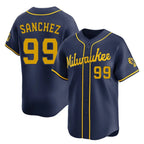 Milwaukee Brewers #99 Gary Sanchez Player Navy FEDASGOGE Home Limited Stitched Jerseys