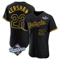 Los Angeles Dodgers #22 Clayton Kershaw Player Black FEDASGOGE World Series Snake Skin City Limited Elite Home Stitched Jerseys
