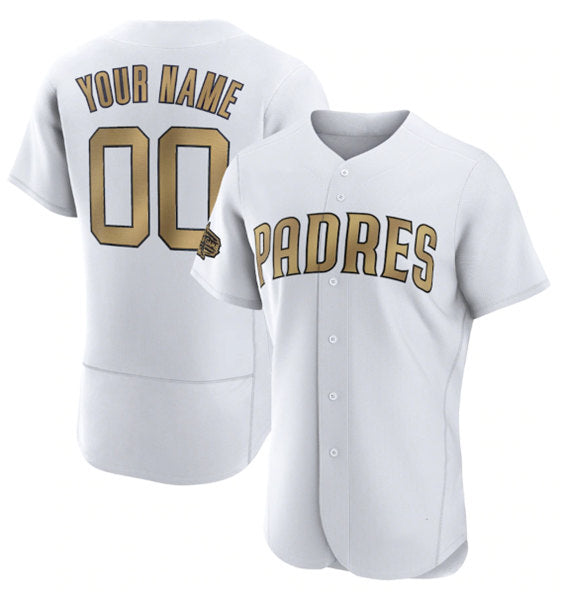 Custom San Diego Padres Active Player White FEDASGOGE 2022 All-Star Flex Base Stitched Jersey
