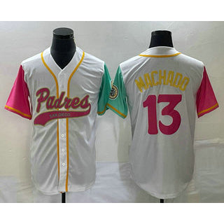 San Diego Padres #13 Manny Machado White FEDASGOGE NEW 2023 City Connect Cool Base Stitched Jersey