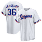 Texas Rangers #36 Wyatt Langford White FEDASGOGE Home Replica Jersey