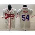 Atlanta Braves #54 Max Fried White FEDASGOGE Cool Base With Patch Stitched Jersey 2