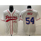 Atlanta Braves #54 Max Fried White FEDASGOGE Cool Base With Patch Stitched Jersey 2