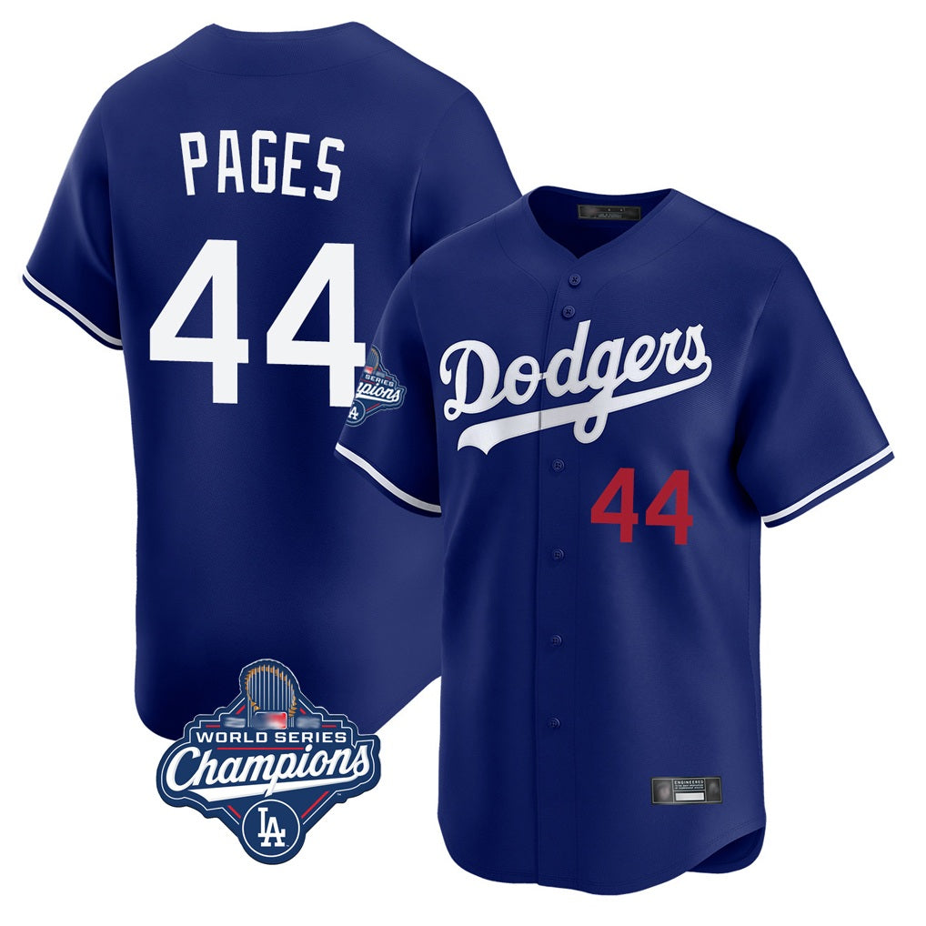 Los Angeles Dodgers #44 Andy Pages Player Royal FEDASGOGE World Series Meet Limited Home Stitched Jerseys