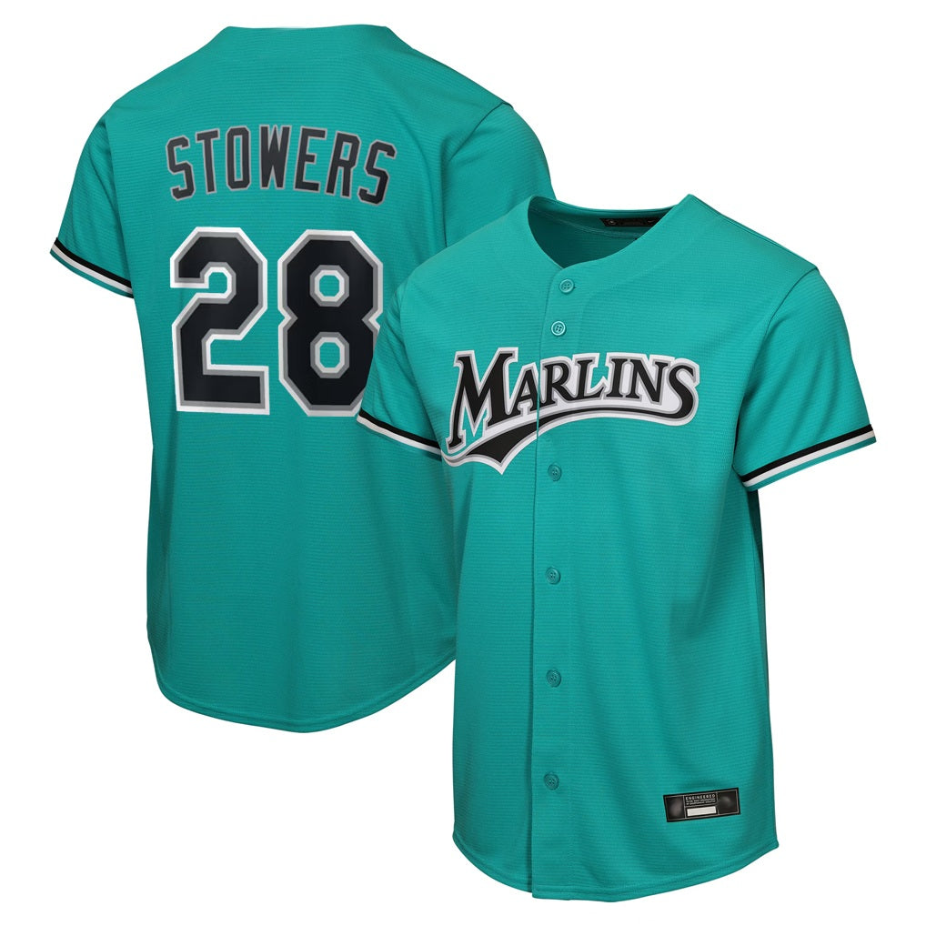 Miami Marlins #28 Kyle Stowers Player Teal FEDASGOGE Home Game Stitched Jerseys