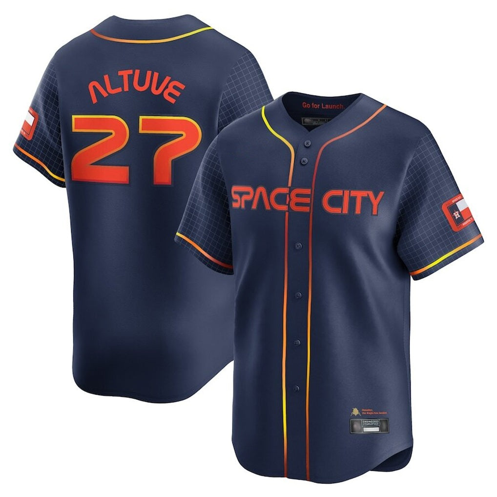 Houston Astros #27 Jose Altuve Player Navy FEDASGOGE City Connect Limited Home Stitched Jerseys