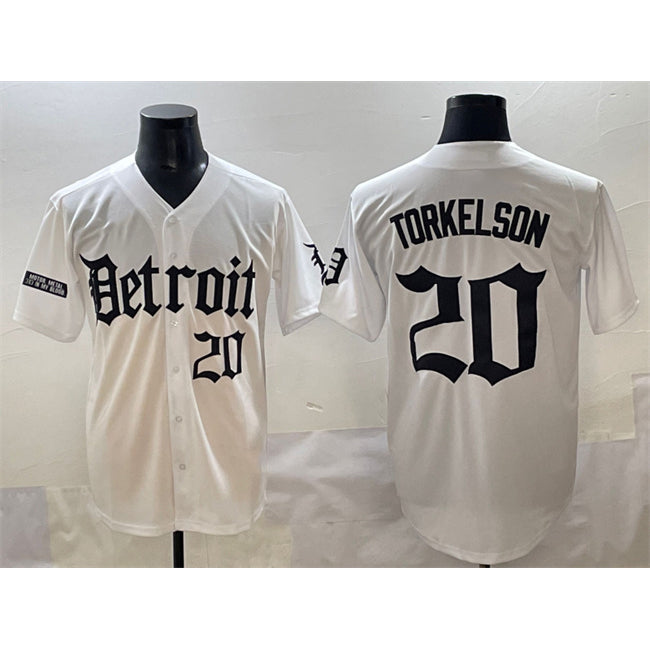 Detroit Tigers #20 Spencer Torkelson White FEDASGOGE 'Motor Gothic Edition' Vapor Premier Limited Stitched Jersey