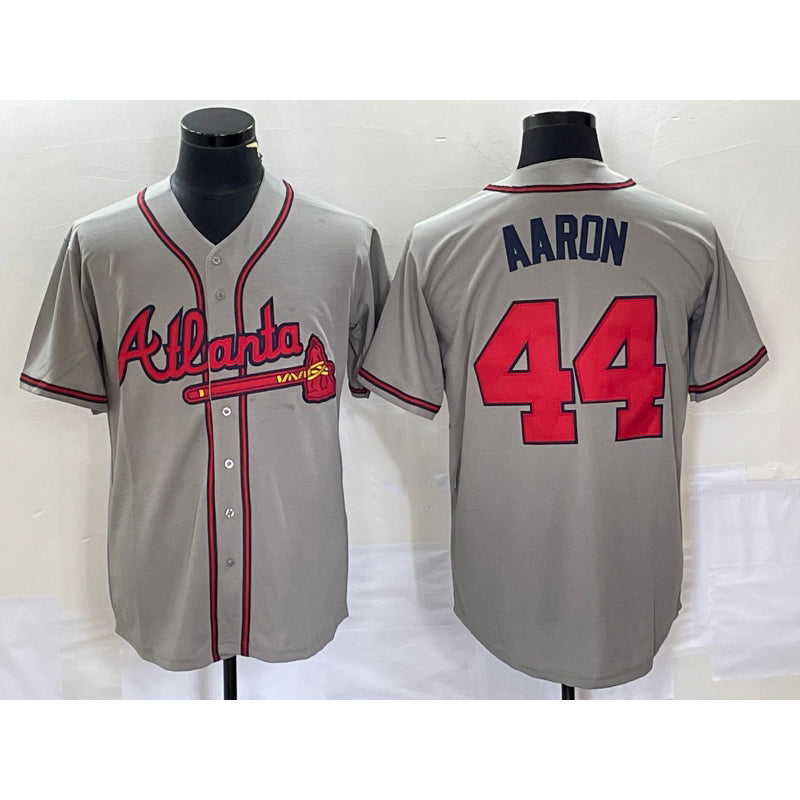 Atlanta Braves #44 Hank Aaron Grey FEDASGOGE Stitched Cool Base Jersey