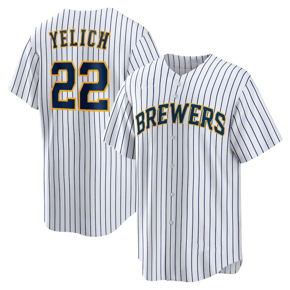 Milwaukee Brewers #22 Christian Yelich White FEDASGOGE Alternate Replica Player Jersey