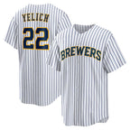 Milwaukee Brewers #22 Christian Yelich White FEDASGOGE Alternate Replica Player Jersey