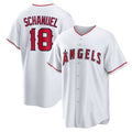 Los Angeles Angels #18 Nolan Schanuel White FEDASGOGE Home Replica Jersey