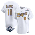 Los Angeles Dodgers #11 Roki Sasaki Player White Gold FEDASGOGE World Series Collection Limited Home Stitched Jerseys