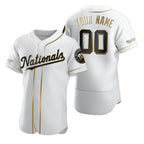 Custom Washington Nationals White FEDASGOGE Stitched Flex Base Golden Edition Jersey