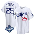 Los Angeles Dodgers #25 Tommy Edman Player White FEDASGOGE World Series Meet Home Game Stitched Jerseys