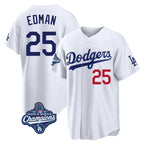 Los Angeles Dodgers #25 Tommy Edman Player White FEDASGOGE World Series Meet Home Game Stitched Jerseys