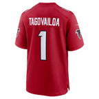 A.Falcons #1 Tua Tagovailoa Red FEDASGOGE Game Jersey
