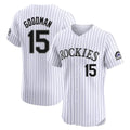 Colorado Rockies #15 Hunter Goodman Player White FEDASGOGE Limited Elite Home Stitched Jerseys