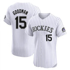 Colorado Rockies #15 Hunter Goodman Player White FEDASGOGE Limited Elite Home Stitched Jerseys