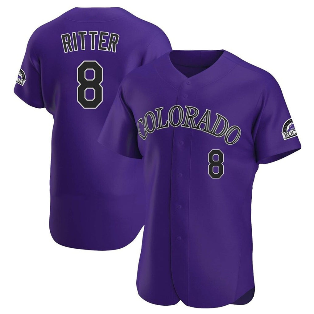 Colorado Rockies #8 Ryan Ritter Player Purple FEDASGOGE Limited Elite Home Stitched Jerseys