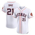 Houston Astros #21 Yainer Diaz Player White FEDASGOGE Limited Elite Home Stitched Jerseys