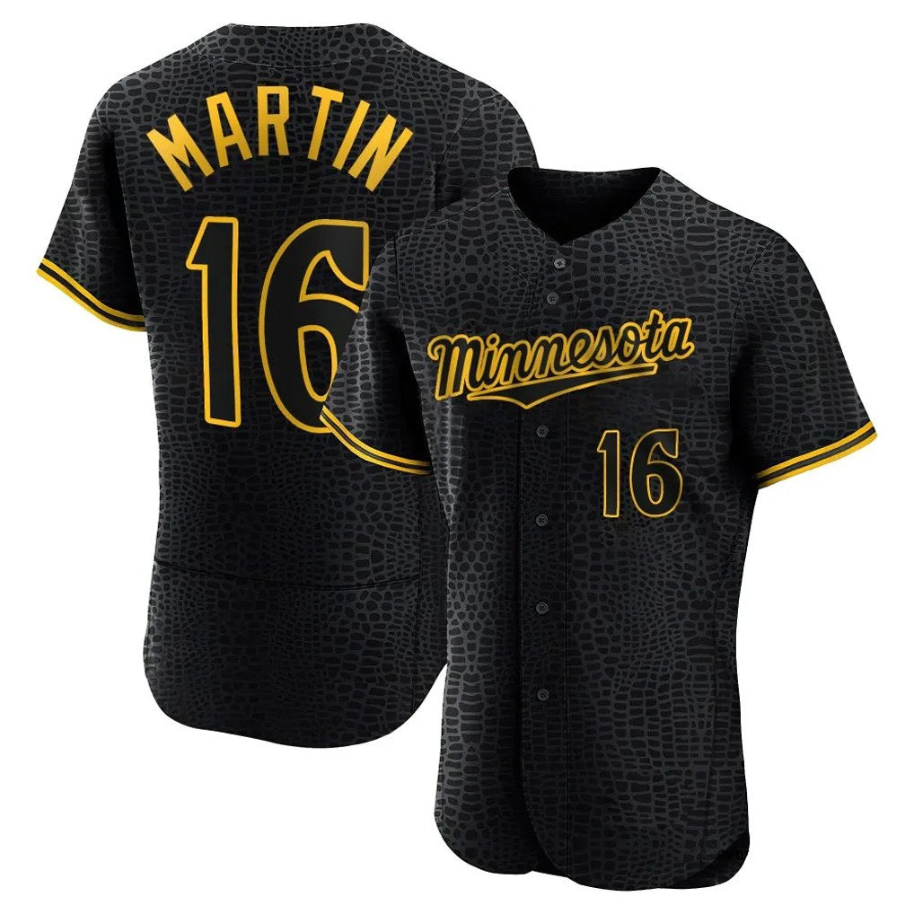 Minnesota Twins #16 Austin Martin Player Black FEDASGOGESnake Skin City Home Limited Elite Stitched Jerseys