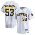 Milwaukee Brewers #53 Brandon Woodruff Player White FEDASGOGE Stripes Home Limited Stitched Jerseys